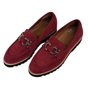 Donald Pliner Clio Bit Loafer Cranberry Suede Womens Size 7M New $188